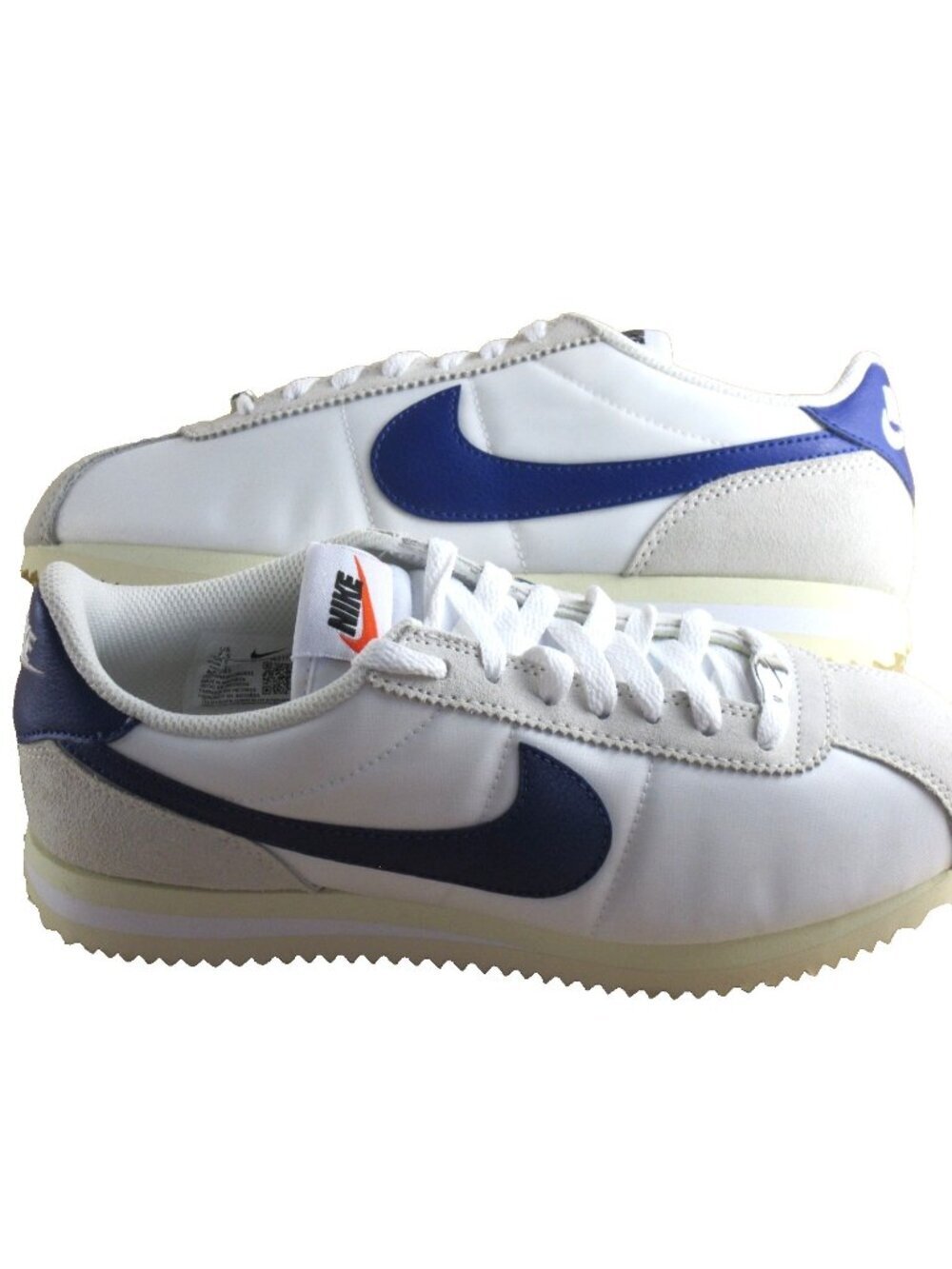 Nike Women's Cortez Textile Running Lifestyle Shoes White Deep Blue Size 7.5 NEW - Picture 1 of 7